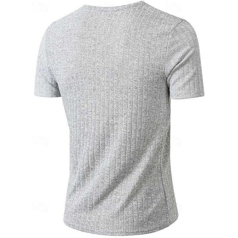 Men's T Shirt Tee Short Sleeve Shirt Tee Top Short Sleeve Crew Neck Summer Plain Fashion Designer Basic Ribbed Vacation Street Going out Black Red Light Grey Top Tee for Men3