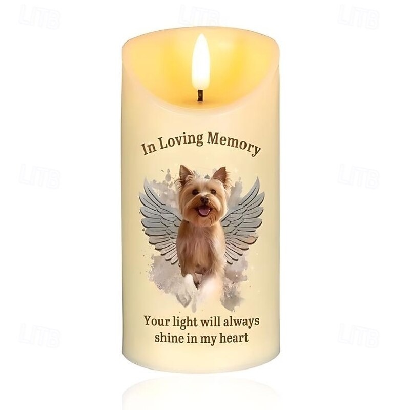 Personalized Pet Memorial LED Candle Custom Pet Photo Sympathy Gifts For Loss Of Loved Ones, Dog Memorial Light for Home Bedroom Decor, Tribute to Beloved Pup4