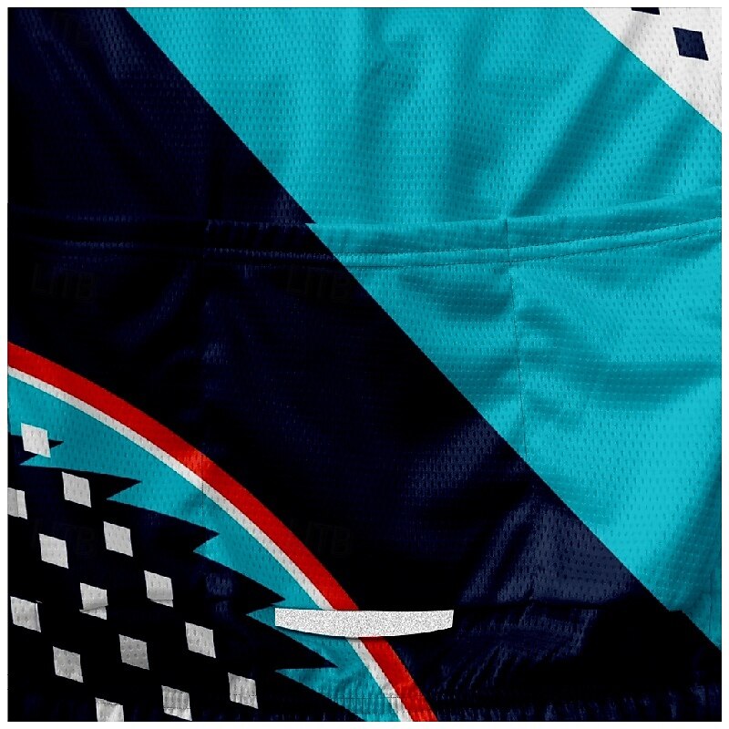 Men's Cycling Jersey Graphic Geometic Short Sleeve Bike Tee Tshirt Jersey with 3 Rear Pockets Mountain Bike MTB Quick Dry Anatomic Design Wicking Breathable Sports Red Blue Sky Blue Clothing Apparel3