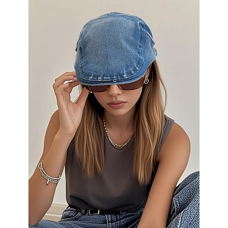 Women's Denim Flat Cap with Adjustable Fit, Casual Style for Spring & Summer, Perfect for Outdoor Activities, Daily Wear and Travel4