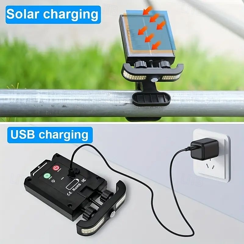 1/2PCS Solar Wall Lights Clip Light with Motion Sensor 40 LED Outdoor IP55 Waterproof USB/Solar Charging Suitable for Fence Garage Camping Garden Walkway Lighting3