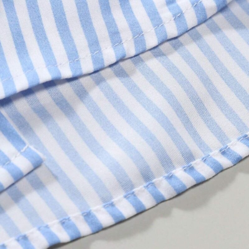 Men's Summer Shirt Casual Shirt Beach Shirt Button Up Shirt Sky Blue Short Sleeve Stripes Lapel Vacation Hawaiian Button-Down Clothing Apparel Polyester Fashion Casual Comfortable4