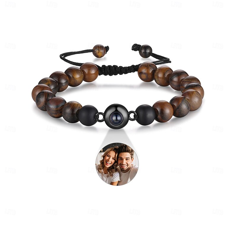 Personalized Photo Projection Bracelet Custom Best Gift for Dad, Husband, Grandpa or Boyfriend, Unique Men's Jewelry for Father's Day, Birthday, Anniversary, Christmas, Valentine's Day
