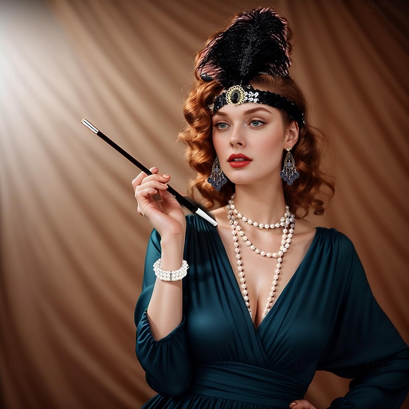 The Great Gatsby Flapper Headband The Great Gatsby Feather Retro Sparkling Glitter Fancy Dress Women's Carnival Valentine's Day Masquerade Party Evening Wear Masquerade Festival Adults' 1 Bracelet3