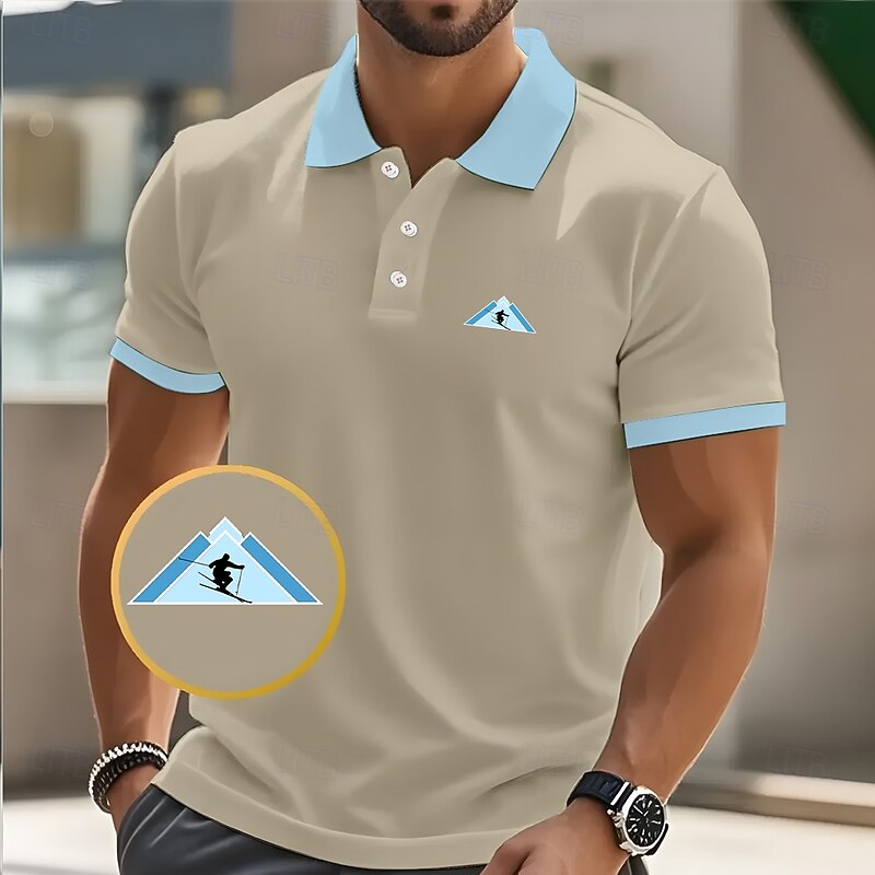 Men's Graphic Polo Short Sleeve Polo Shirts Collared Shirts Casual School Outdoor Daily Wear 3D Print Summer Spring Fall Pink Blue Brown3