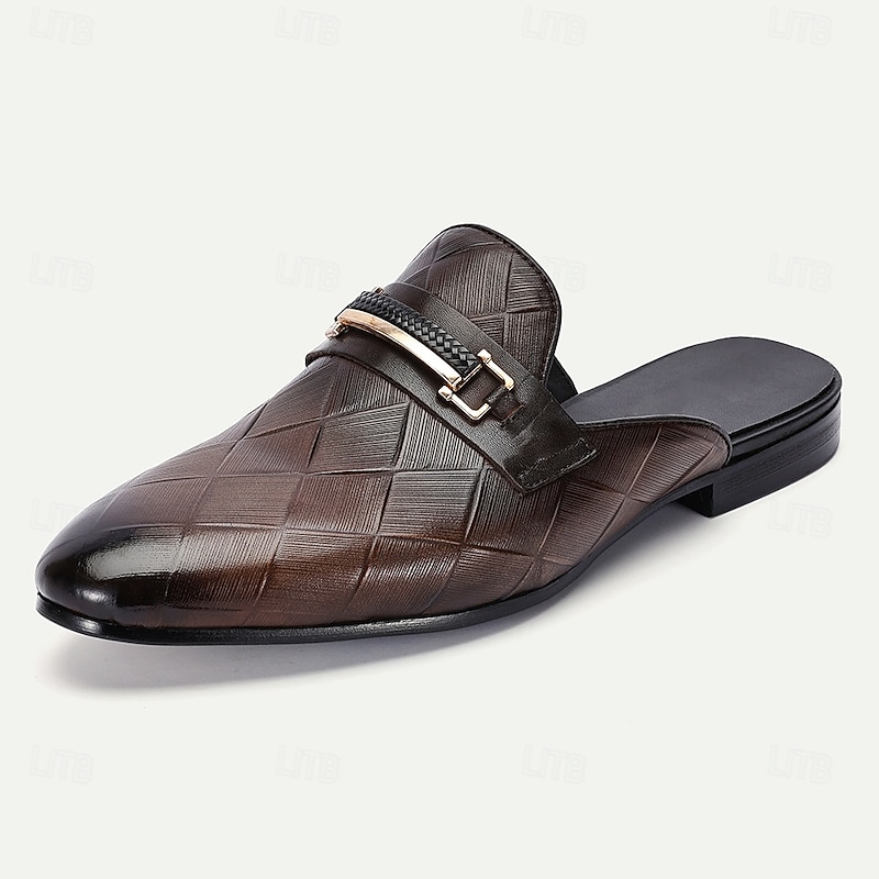 Men's Green Leather Crocodile Pattern Mule Shoes – Prom Shoes for Stylish Dance and Formal Occasions2