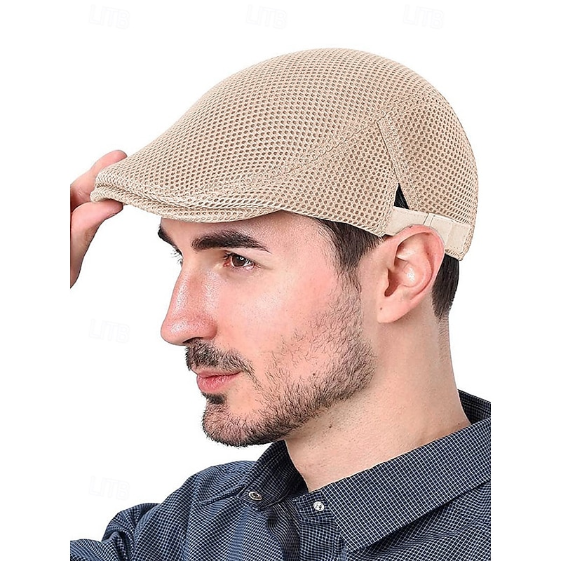 Men's Casual Mesh Flat Cap - Lightweight and breathable design with adjustable straps, multiple colors, fashionable for outdoor activities, sports and daily wear2