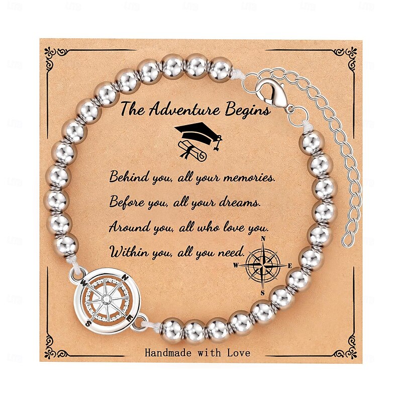 Graduation Gifts for Her Him Class of 2025 Graduation Bracelets Inspirational Graduation Compass Bracelet for Women College Graduation Gift for Him Her2
