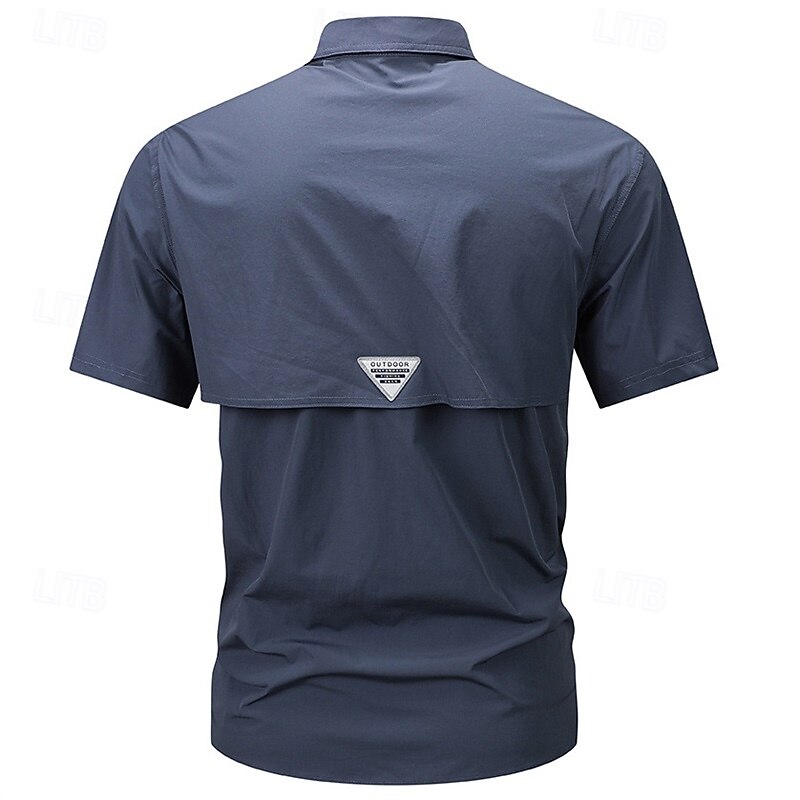 Men's Shirt Summer Shirt Casual Shirt Button Up Shirt Cargo Shirt Black Blue Green khaki Army Green Short Sleeve Plain Shirt Collar Vacation Hawaiian Pocket Clothing Apparel 100% Cotton Fashion2