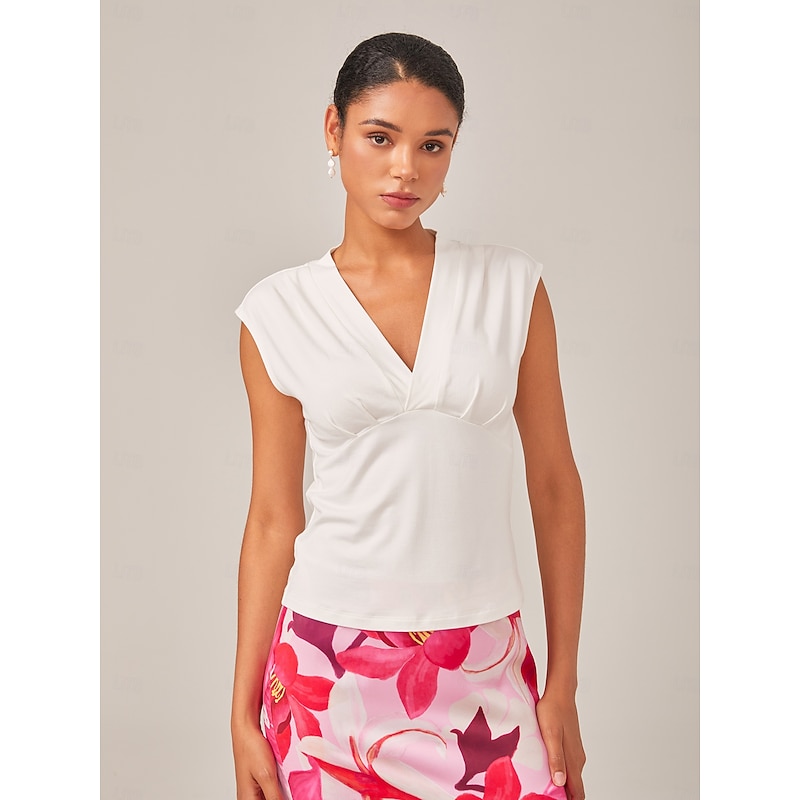 Simple Crossed V-Neck Sleeveless Top