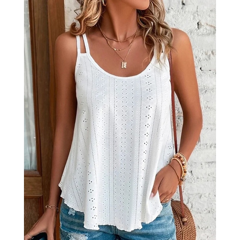 Women's Blouse Camisole Tank Top Plain Modern Casual Sleeveless Strap Regular Tops Daily Going out Backless Black White Green Summer2