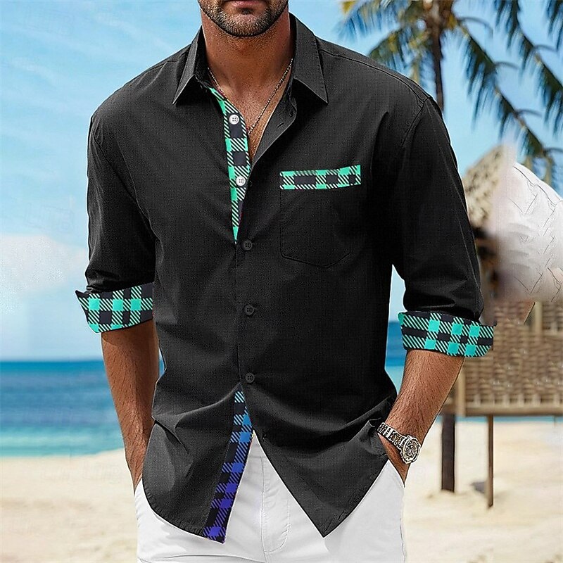 Men's Shirt Summer Shirt Casual Shirt Beach Shirt Button Up Shirt Light Pink Black White Blue Taupe Short Sleeve Printed Lapel Vacation Hawaiian Clothing Apparel Polyester Fashion Casual Comfortable3