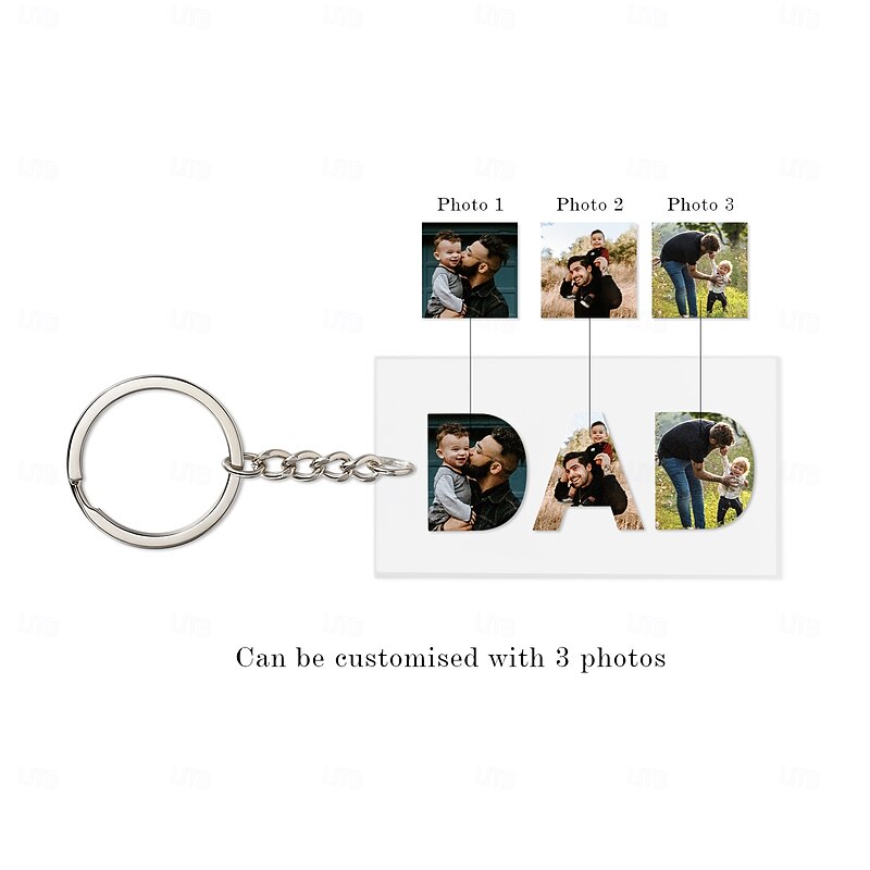 Personalized Photo Keychain Custom Best Gift for Dad, Unique Keepsake for Father's Day, Heartfelt Gift for Wedding, Birthday, Christmas, Anniversary3