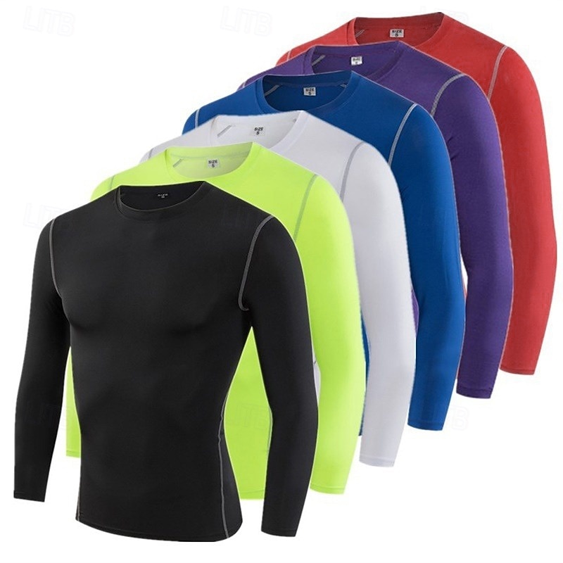 Men's Running T-Shirt Compression Shirt Long Sleeve Tee Tshirt Casual Athleisure Fall Solid Colored Quick Dry Breathable Gym Workout Walking Jogging Sportswear Activewear Black White Red