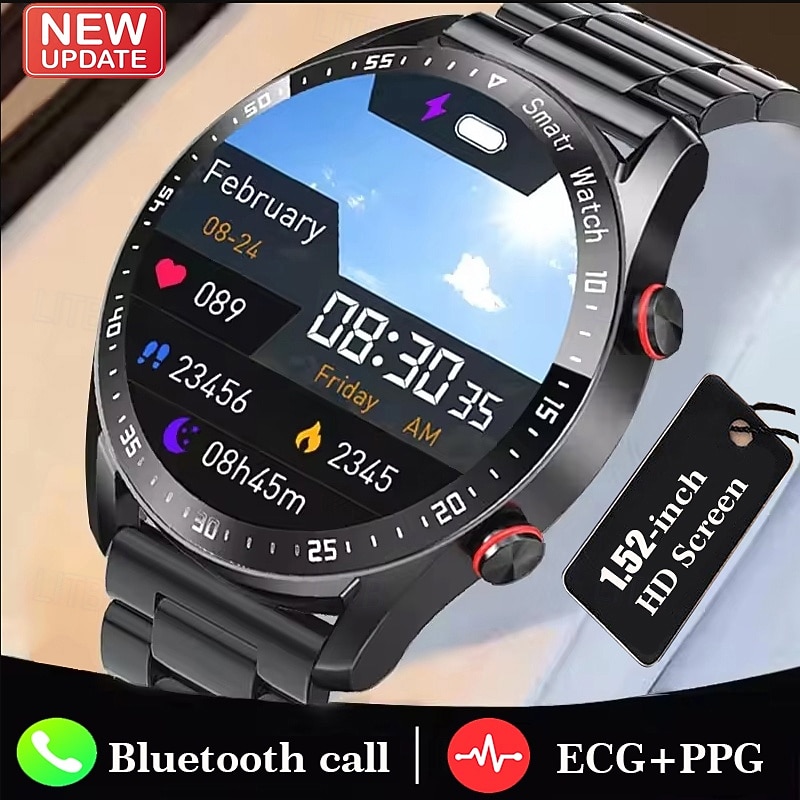Smart Watch for Men, ECGPPG Bluetooth Call Laser Health, Blood Pressure Fitness, Sports Waterproof, Long Battery Life