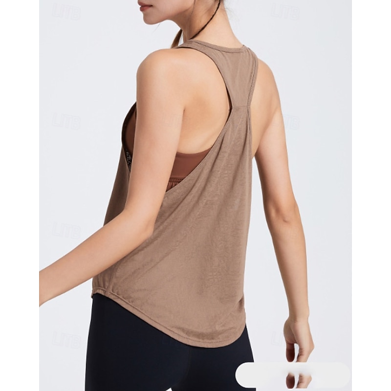 Women's Solid Colored Workout Tank Top Sport Shirt Sports Tank Top Tank Top Sleeveless Breathable Tennis Golf Pickleball Crew Neck Y Back Black White Light Green Tennis Clothing3