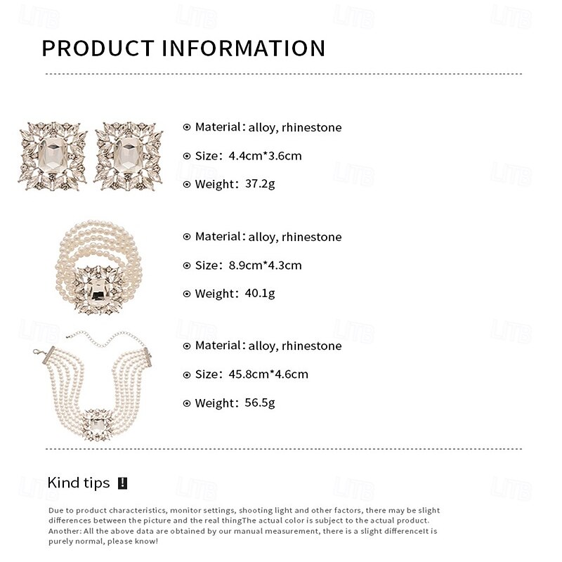 Jewelry Set Three-piece Suit Silver Cubic Zirconia Imitation Pearl Silver 1 Necklace 1 Bracelet Earrings Women's Elegant Vintage Fashion Cute Vintage Style Classic Geometric Jewelry Set For Wedding2