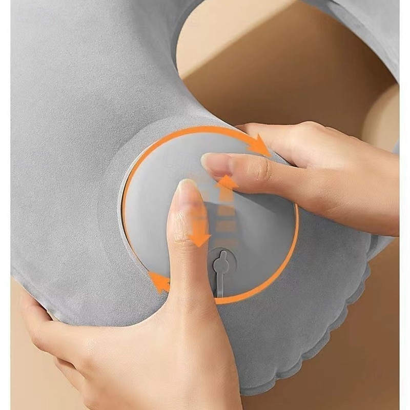 U-Shaped Inflatable Pillow, Nylon Fabric Snap Closure, Hand Washable, All-Season Comfort for Multi-Position Sleeping, Space-Themed Office & Outdoor Tent Pillow2