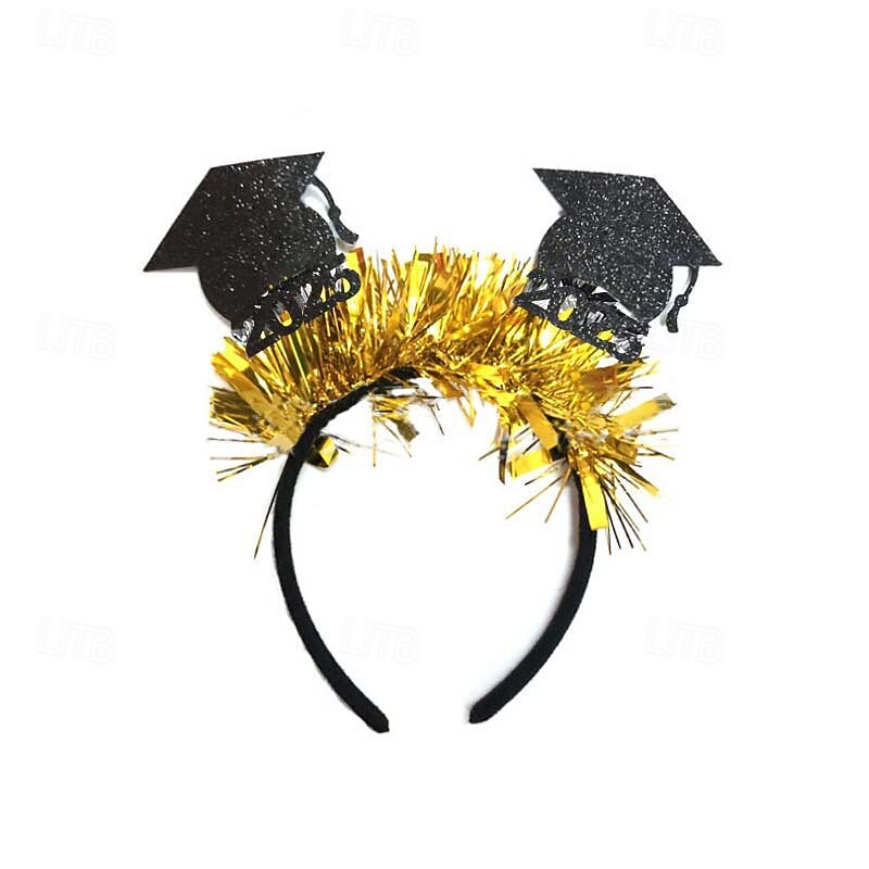 10 Pack Congrats Grad Graduation Cap Headband Felt Graduation Headbands Graduation Decorations 2025 Black and Gold  Headband for Graduation Cap  Graduation Party Favors 2025
