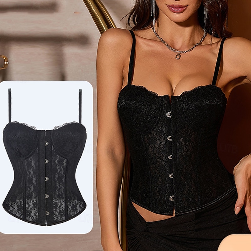 Rococo Overbust Corset Masquerade Overbust Corset Cosplay Lace Tummy Control Push Up Fancy Dress Women's Royal Masquerade Party Carnival of Venice Adults' Corset