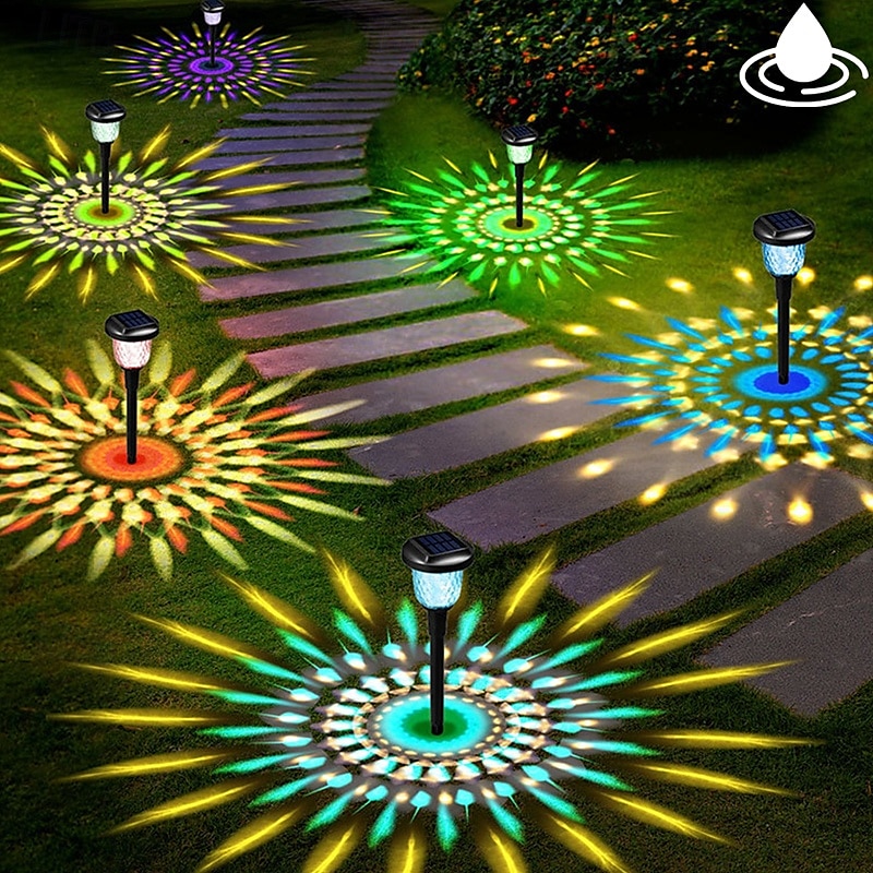 Solar Pathway Lights Color Changing Solar Garden Lights IP65 Waterproof Outdoor Landscape Path Lights for Yard Lawn Patio Driveway Decorative