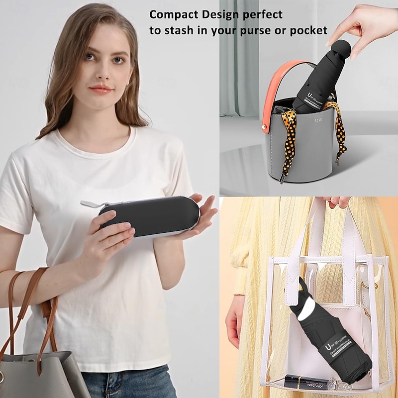 Travel Mini Sun Umbrella for Purse With Case Small Compact UV Sun Protection Sun Lightweight Tiny Pocket Umbrella for Women Kids and Men4