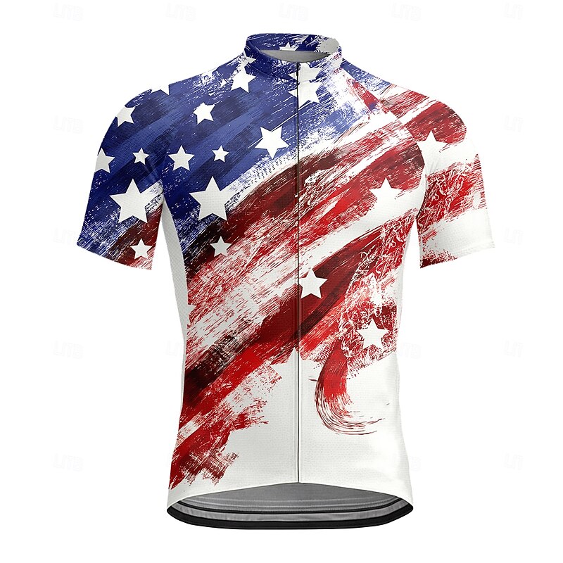 Men's Cycling Jersey Graphic National Flag Short Sleeve Bike Tee Tshirt Top with 3 Rear Pockets Quick Dry Front Zipper Wicking Sports Red Clothing Apparel