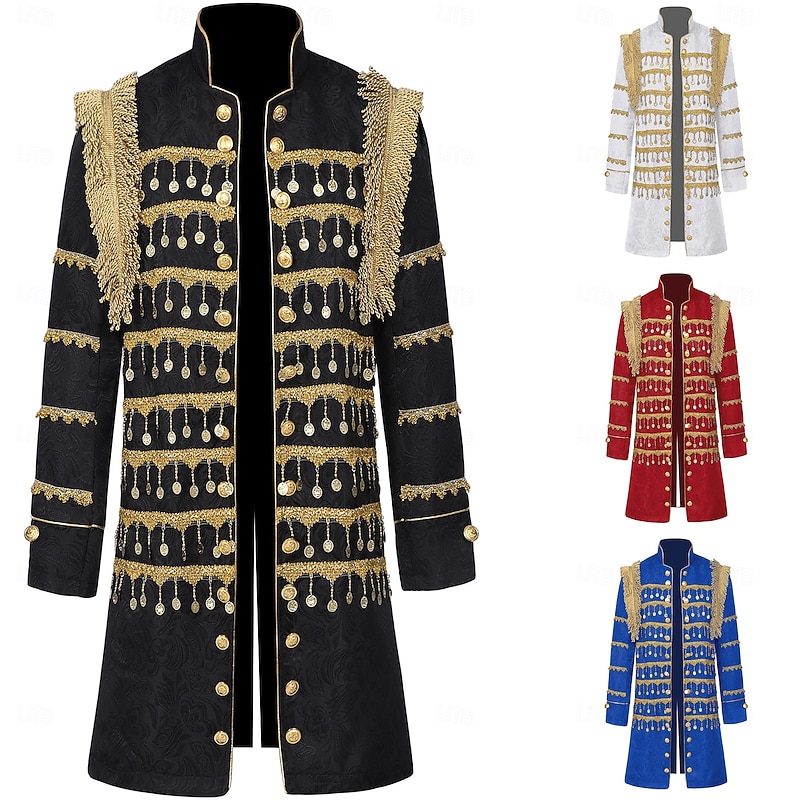 Retro Vintage Rococo Medieval Coat Circus Jacket Fancy Dress Men's Royal Halloween Carnival Masquerade Party LARP Ren Faire Adults' Coat