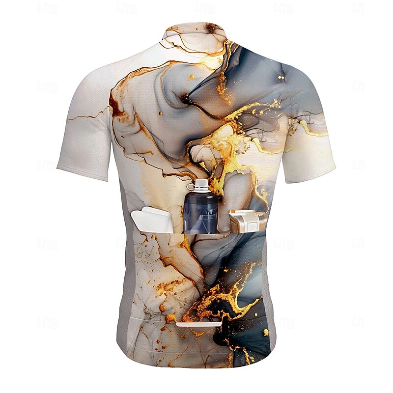 Men's Cycling Jersey Graphic Gradient Short Sleeve Bike Tee Tshirt Top with 3 Rear Pockets Quick Dry Front Zipper Wicking Sports Gold Clothing Apparel2