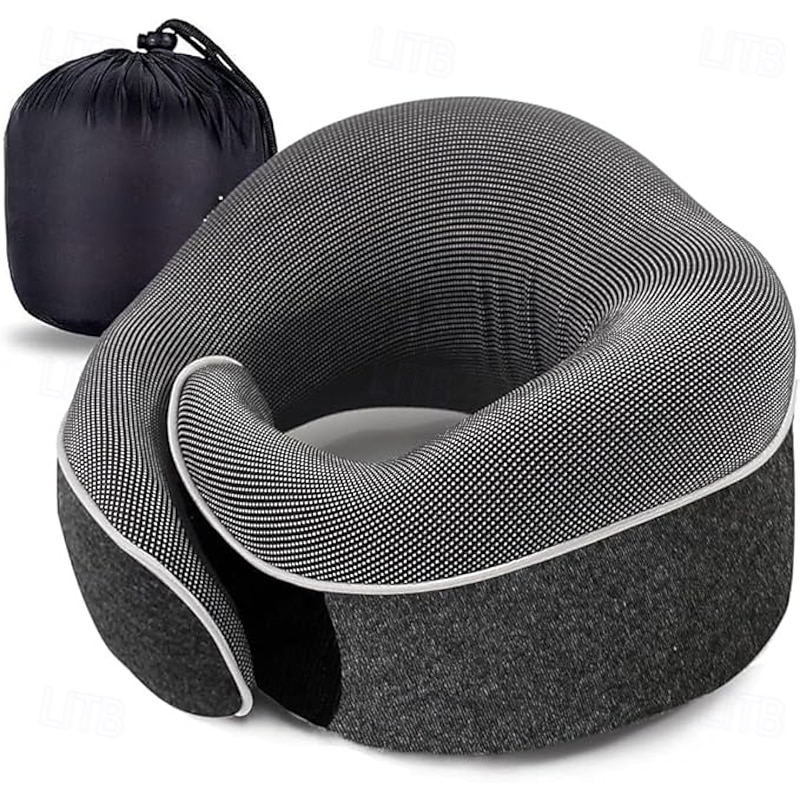 Travel Neck Pillow Chin Support Pillow Adjustable 100% Pure Memory Foam, New Ergonomic Design Soft Best Full Neck Surround Pillow Sleep for Home, Airplanes & Car