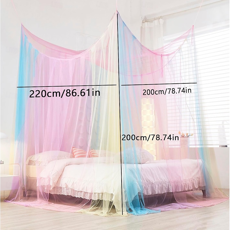 1Pc Rainbow Canopy Bed Curtains Princess Bed Canopy for Girls Bed Drapes Netting Bedroom Decoration3