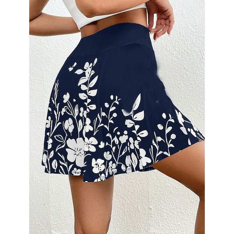 Women's Short Skirt culottes Slim Fashion Casual Mini High Waist Skirts Floral Graphic Stretchy Daily Pink Navy Blue Sky Blue Gray Summer Polyester3