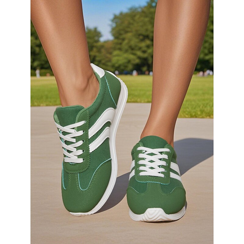 Women's Casual Sneakers with White Stripes | Lace-Up Walking Shoes for for Daily Wear & Street Style3