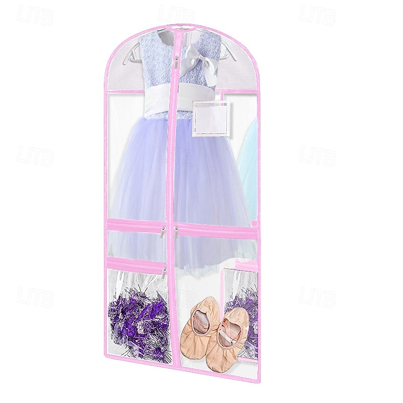 Garment Bag for Kids Dance Costumes, Clear PVC Thick Waterproof Hanging Clothes Cover with Accessory Pockets, Dustproof Storage Bag for Closet or Competitions4