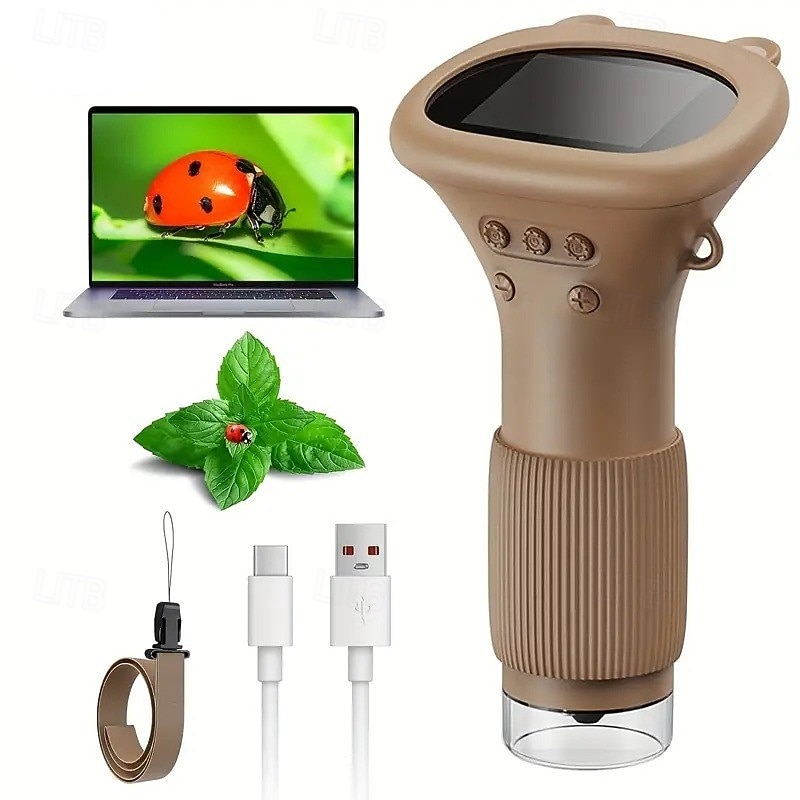 Children'S Portable Microscope Mini Handheld Pocket Digital Microscope for Children And Adults TF Card Slot Macro IPS Screen Electronic Magnifier Child'S Birthday Christmas Gift3