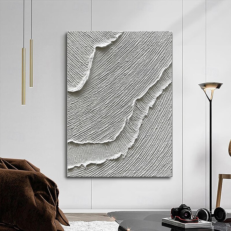 Handmade Oil Painting Canvas Wall Art Decoration Simple Abstract Texture Sea Wave for Home Decor Stretched Frame Hanging Painting/Rolled Frameless Unstretched Painting4