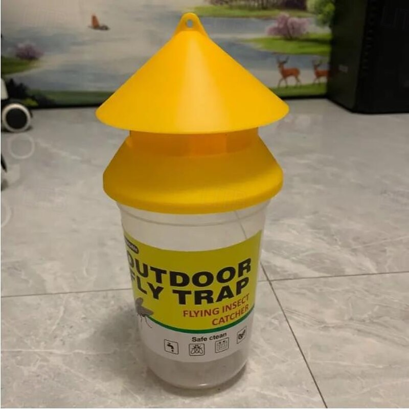 Reusable Outdoor Fly Trap, Plastic Insect Catcher, Non-Electric Fruit Fly, Horse, Deer, and Drain Flies Control for Indoor & Outdoor Use 1PCS2