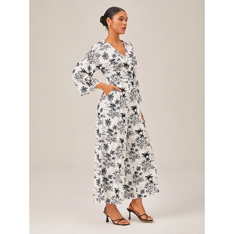 Summer Sketch Hand-Drawing  Bell Sleeve Jumpsuit4