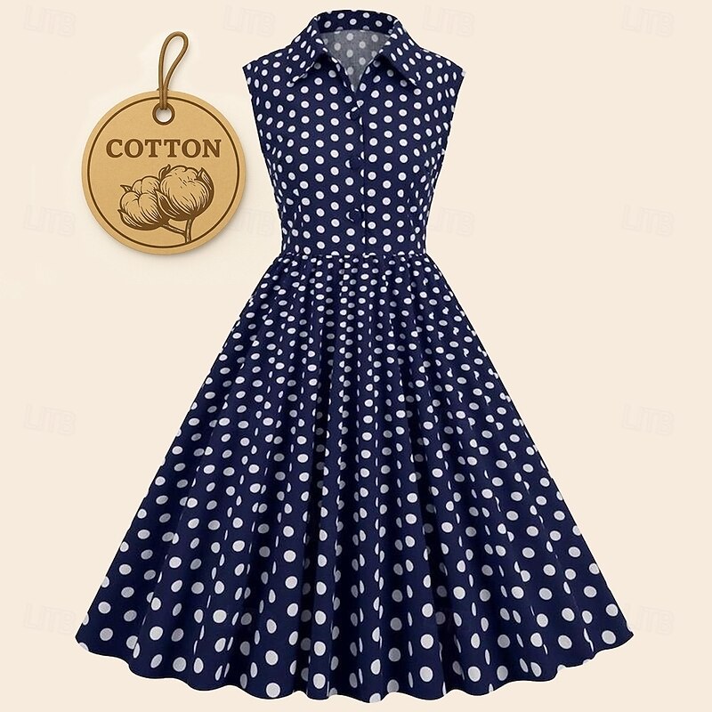 Retro Vintage 1950s Rockabilly Dress A-Line Dress Swing Dress Polka dots Fancy Dress Women's Halloween Carnival Masquerade Party Bachelorette Party Adults Dress Homecoming Dresses