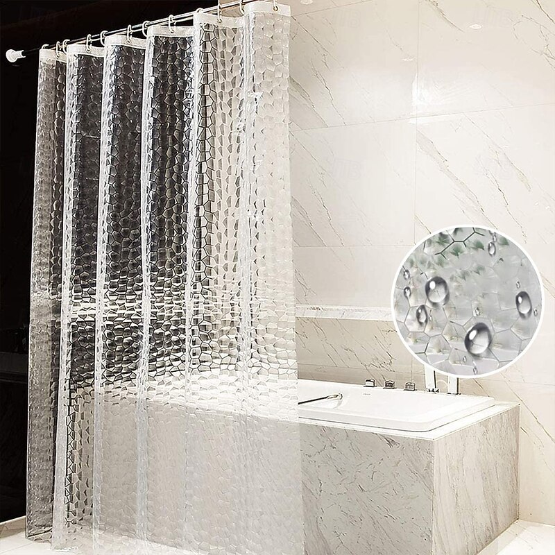 EVA Clear Shower Curtain Liner, Water Repellent Shower Curtain for Bathroom Shower Stall, Water Cube, 72x72 Inches