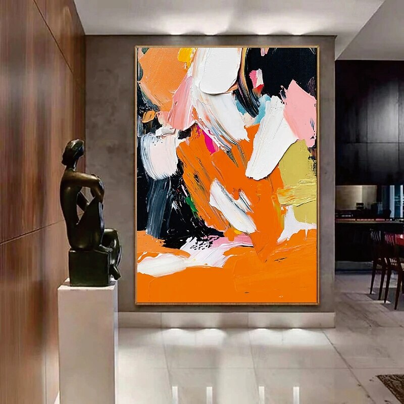 Large oil painting Hand Painted Orange abstract oil painting Black oil painting Handmade modern painting modern office art canvas paintings for living room bedroom wall decoration4