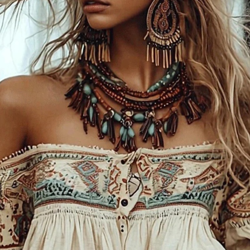 Women's Western Blouse Boho Shirt Blouse Flower Modern Boho Long Sleeve Off Shoulder Regular Tops Daily Going out Print Apricot Summer2