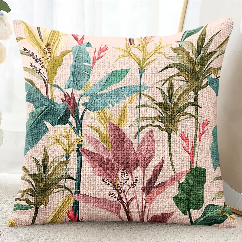 Summer Tropical Plants Decorative Toss Pillows Cover 1PC Soft Square Couch Cushion Case Pillowcase for Bedroom Livingroom Sofa Chair3