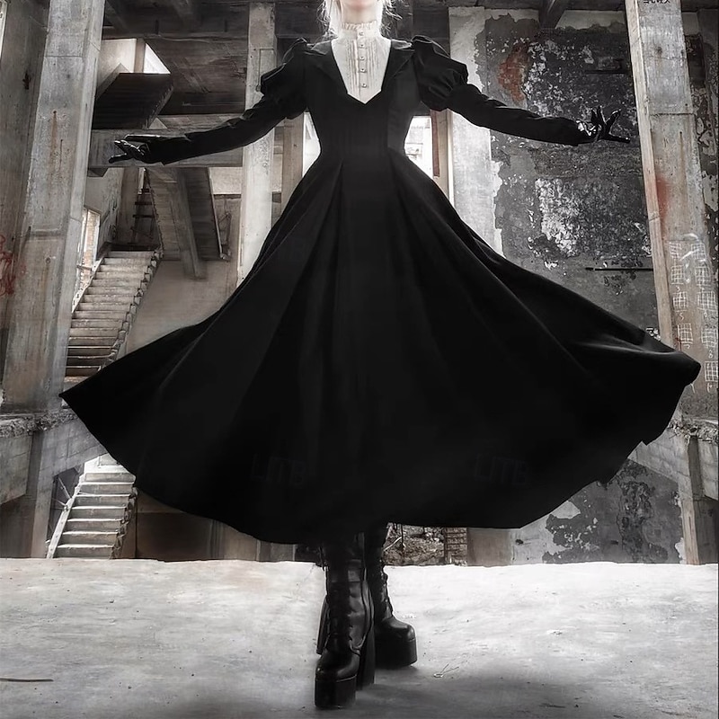 Punk & Gothic Medieval Renaissance Dress Witch Fancy Dress Women's Royal Halloween Carnival Masquerade LARP Ren Faire Adults' Dress Spring & Summer