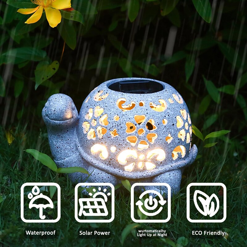 1 Pc Outdoor Solar Turtle Hollow Decoration Light Courtyard Garden Path Park Landscape Light Ornament Light Cute Animal Statue Light