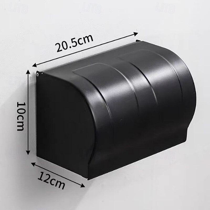 Black Toilet Paper Holder with Multifunctional Bathroom Shelf 3 Styles Aluminum Wall Mounted - 1 pc4