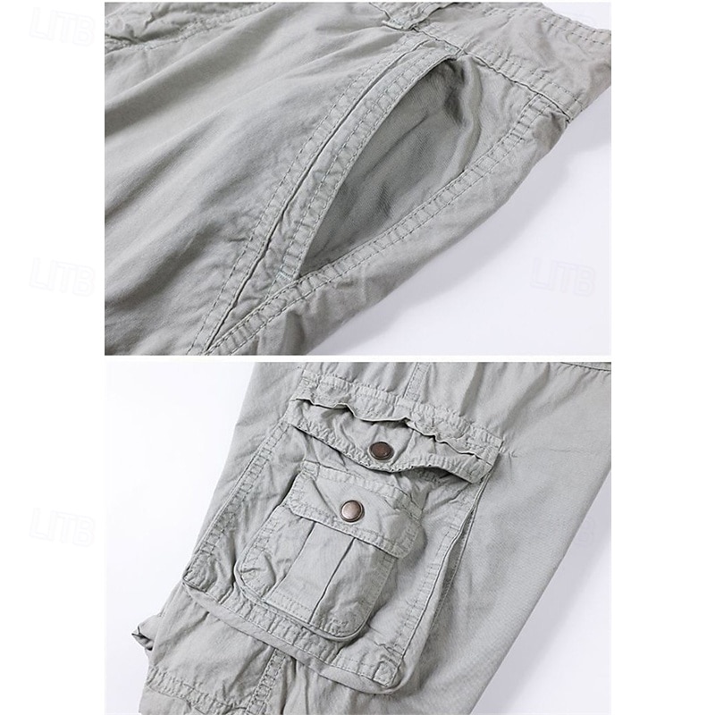 Men's Capri Cargo Shorts Cargo Shorts Shorts Summer Shorts Multi Pocket Flap Pocket Plain Comfort Wearable Knee Length Outdoor Sport Daily Fashion Casual Black Red4