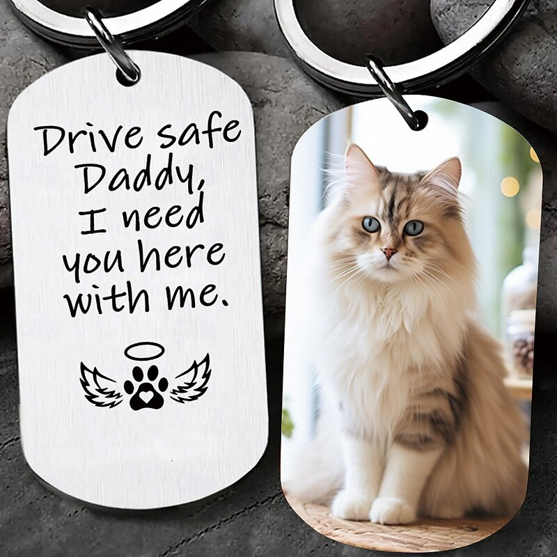 Personalized Pet Photo Keychain Custom Cat Key Ring Memorial Gift for Pet Lovers, Mom Dad Birthday Christmas Valentine's Day Keepsake3