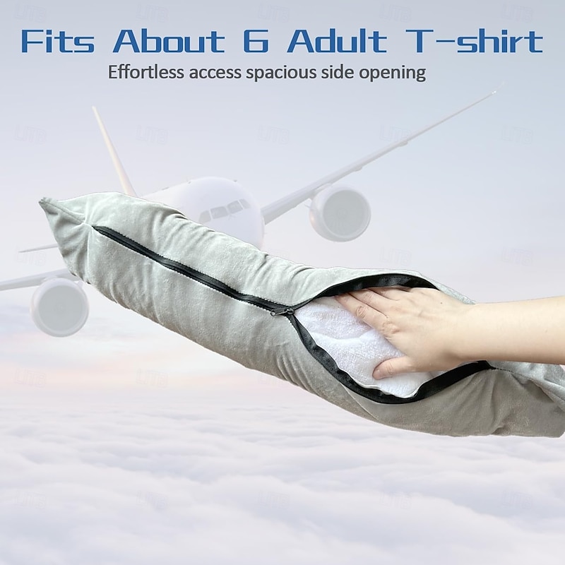 Stuffable Travel Neck Pillow, Velvet Travel Pillow for Extra Luggage, Stuffable Pillow with Adjustable Neck Size, Travel Essentials,Packable Airplane Travel Pillow, No Filler3