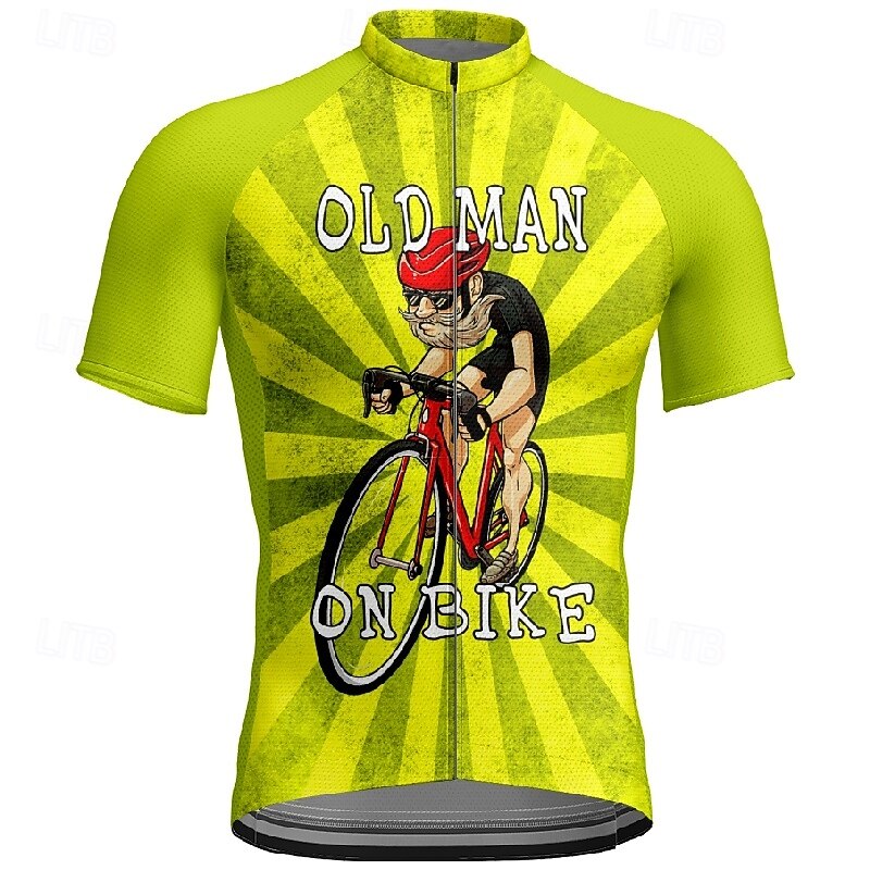 Men's Cycling Jersey Graphic Letter & Number Short Sleeve Bike Tee Tshirt Jersey with 3 Rear Pockets Mountain Bike MTB Quick Dry Anatomic Design Wicking Breathable Sports Red Blue Dark Green Clothing